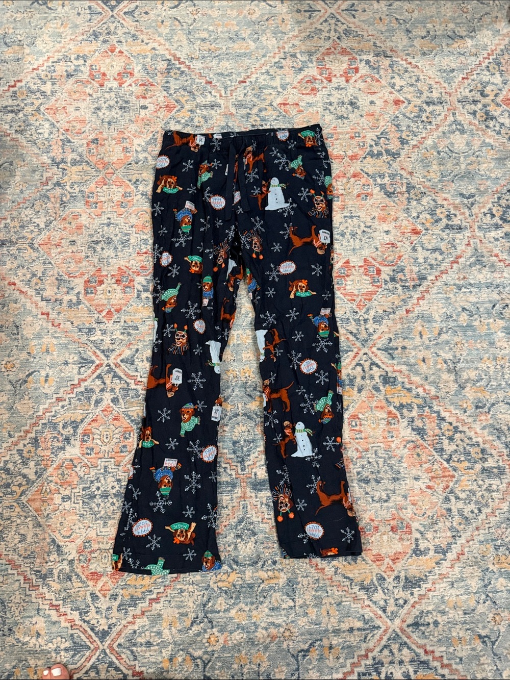 Old Navy Navy Pajama Pants with Holiday Snowmen & Reindeer